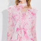 Coconi COCOON 2025 summer new style pink long-sleeved romantic holiday floral flared sleeve dress