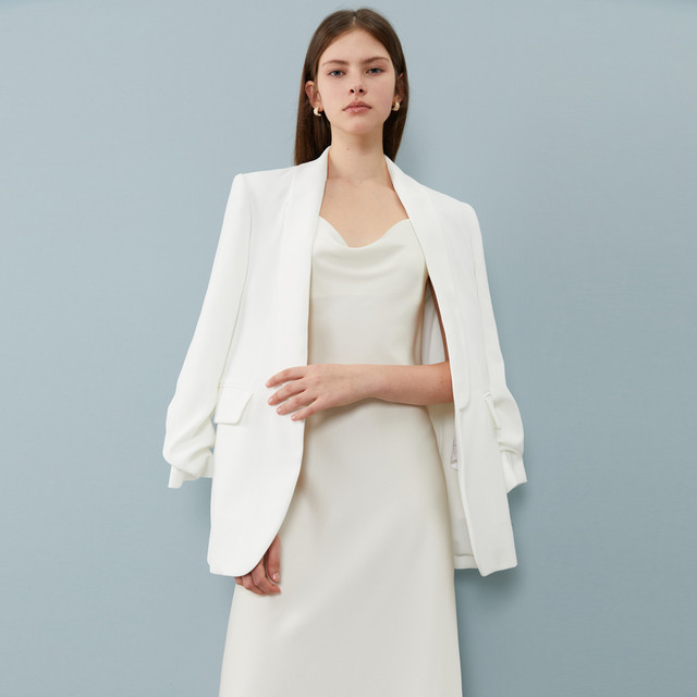 DPLAY 2025 summer new white blazer women's temperament suit