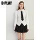 DPLAY2025 spring new white minimalist shirt women's temperament lapel puff sleeve waist top long sleeves