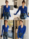 DPLAY2025 Spring Temperament Blue Sweater Slim Knitted Cardigan Top Sweater Women's Knitted Sweater