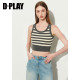 DPLAY casual gray round neck sleeveless integrated chest pad high elastic knitted vest shirt for women