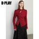 DPLAY autumn new Chinese style red stand collar waist-hugging improved national style long-sleeved shirt top for women