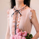French retro black ears stand collar bow tie sleeveless top sweet pink girly sleeveless shirt women