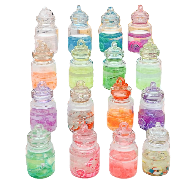 Transparent glass bottle luminous fruit Ala bottle bottle DIY mobile phone case handmade ornament keychain
