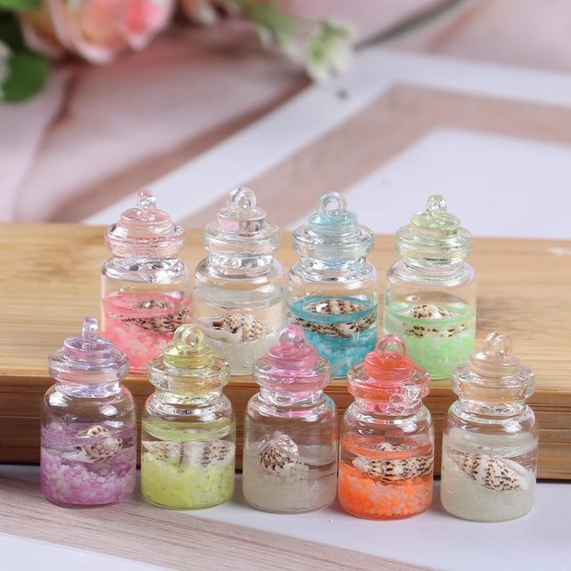 Transparent glass bottle luminous fruit Ala bottle bottle DIY mobile phone case handmade ornament keychain
