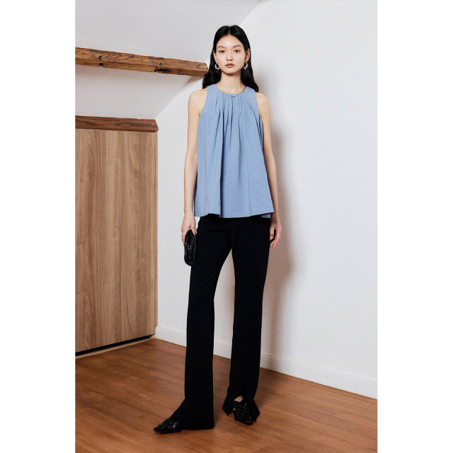 MRS Studios imported from Japan, triacetic acid foot mouth asymmetrical one-sided split long legs to make the floor slim and black trousers