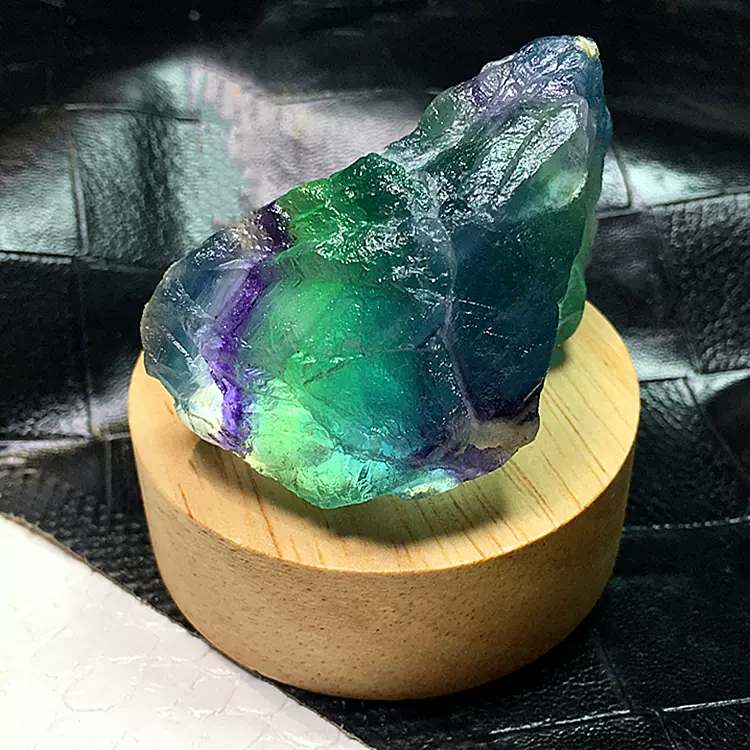 天然水晶蓝绿色萤石原石矿物标本大块毛料碎石七彩色