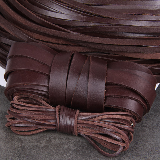 DIY jewelry coffee coffee turbine leather flat leather rope vegetable tannion leather flat leather rope wrapped knife handle around the rope
