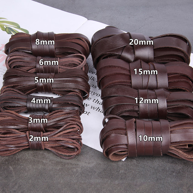 DIY jewelry coffee coffee turbine leather flat leather rope vegetable tannion leather flat leather rope wrapped knife handle around the rope
