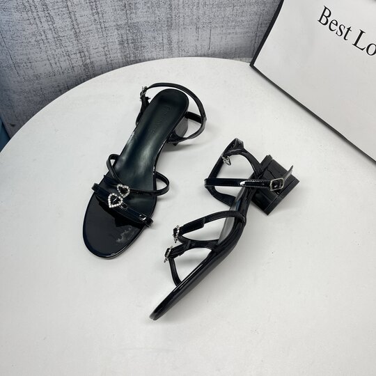 Silver Rhinestone Bow Thick Heel Open Toe Sandals Women's 2025 Summer New Strap Sandals High Heels