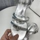 Silver Rhinestone Bow Thick Heel Open Toe Sandals Women's 2025 Summer New Strap Sandals High Heels
