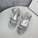 Silver Rhinestone Bow Thick Heel Open Toe Sandals Women's 2025 Summer New Strap Sandals High Heels