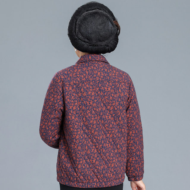Grandma's autumn and winter quilted tops for the elderly, floral cotton coats, mom's autumn loose cotton jackets, elderly clothes