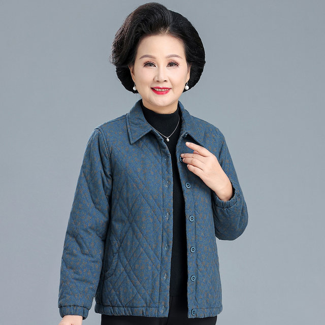 Grandma's autumn and winter quilted tops for the elderly, floral cotton coats, mom's autumn loose cotton jackets, elderly clothes