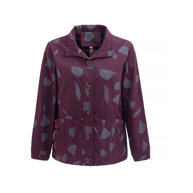 Middle -aged and elderly women's spring and autumn pure cotton jacket short new foreign jacket big size mothers jacket shirt grandma trench coat
