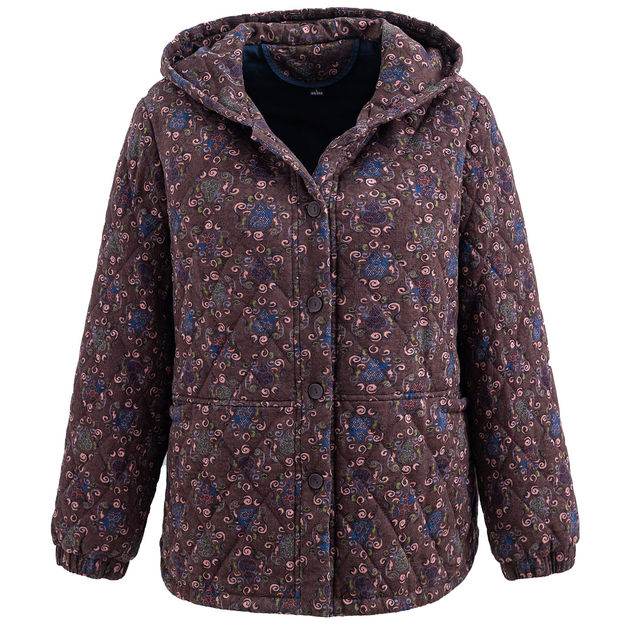 Mom's autumn and winter new jacket middle-aged and elderly women's hooded pure cotton cotton loose large size floral cotton jacket grandma's suit