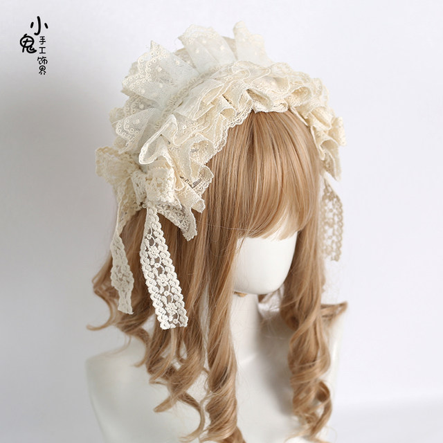 Give back a slight flaw lolita French elegance to generate color hair band lo mother sweet soft girl hair jewelry lace headdress
