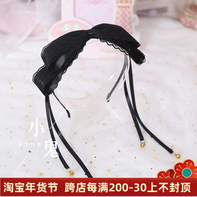 taobao agent Big headband handmade, hairgrip with bow, hair accessory, small bell, Lolita style, cosplay
