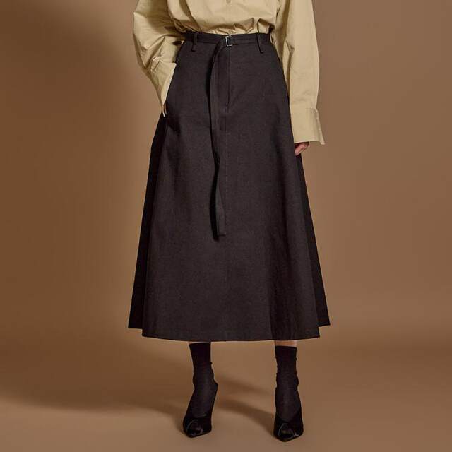 DINT Korean genuine purchasing agent direct mail fashion versatile two-side pocket high waist trumpet belt half-body long skirt SK2812
