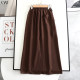 
Poetry 2025 summer new fashionable and versatile elastic waist strap red brown mid-length A-line skirt for women