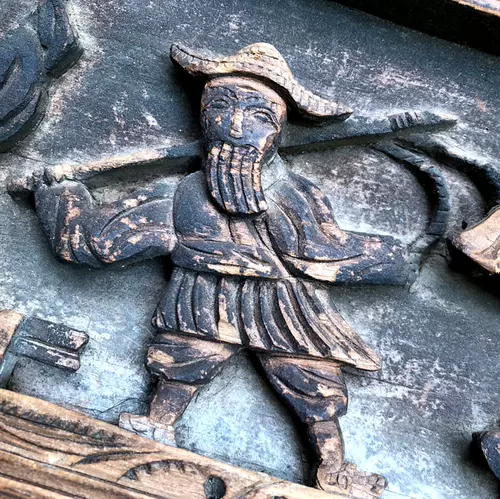 幻 木彫 名品【唐子】戸田海笛(師：米原雲海)