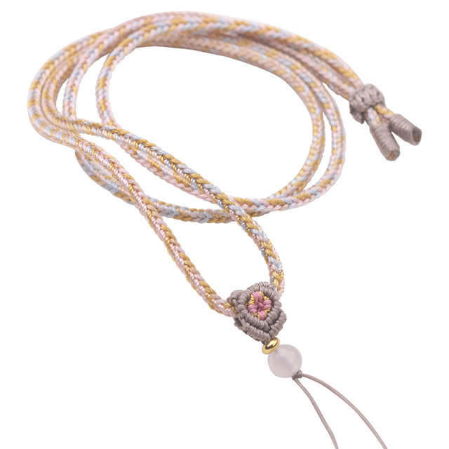 Peach Blossom Knot Necklace Rope Segment Dyeing Neck Rope Diy Gold Jade Pendant Hanging Rope Peaceful Buckle Jade Pendant Neck Rope