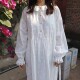 
Forest heavy industry embroidered lace edge doll collar long sleeve dress loose versatile pure cotton layered inner long skirt for women