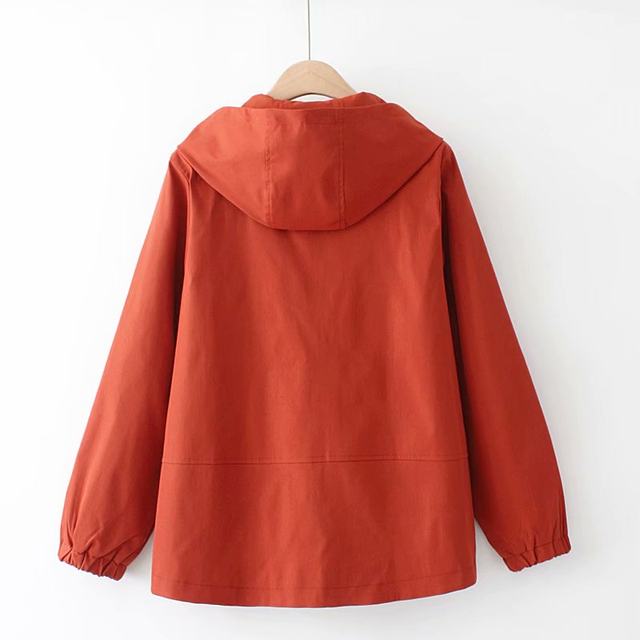 Middle-aged and elderly women's clothing 2021 spring and autumn mid-length hooded windbreaker large size loose slimming fat mother 40-year-old coat