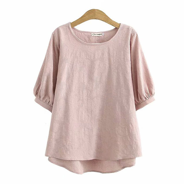 Large size loose Korean version super slim jacquard doll shirt middle-aged mother dressed top fashionable meat covering summer T-shirt t-shirt