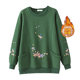 Embroidered small flower plus velvet thick velvet jacket middle-aged and elderly large size women's fashion mother autumn and winter sweatshirt loose