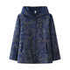 New Autumn Clothes Printed Mid-Length Woolen Coat Autumn and Winter Clothes Hooded Mom Casual Windbreaker 50 Years Old Large Size Jacket