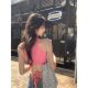 
MULVAN Early summer private clothing group hollow strap design vest for women slim half high neck sleeveless backless top