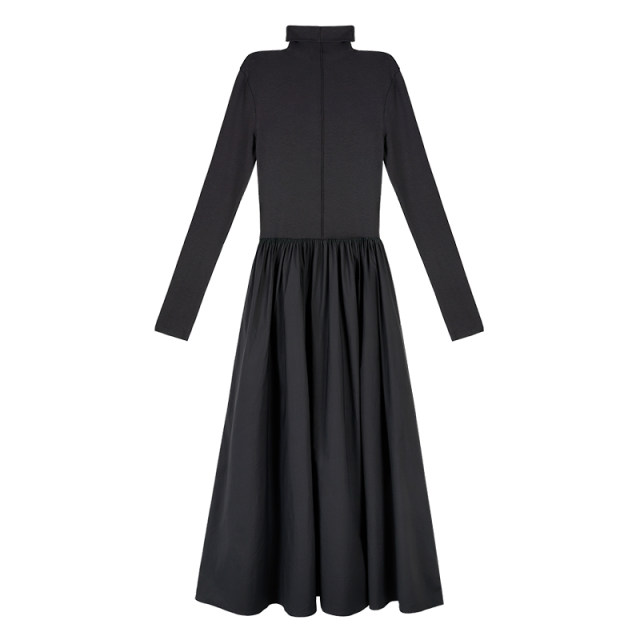 MULVAN turtleneck knitted dress for women thickened autumn and winter temperament waist-hugging over-knee long skirt inner skirt