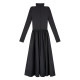 MULVAN turtleneck knitted dress for women thickened autumn and winter temperament waist-hugging over-knee long skirt inner skirt