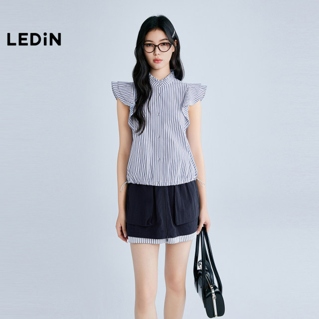 Lecho Vibrant Contrast Color A-line Short Skirt Summer Workwear Large Pocket Skirt C2GEF2315
