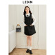 Lecho glitter small fragrance style A-line vest skirt for winter new breasted design temperament and golden style small black skirt
