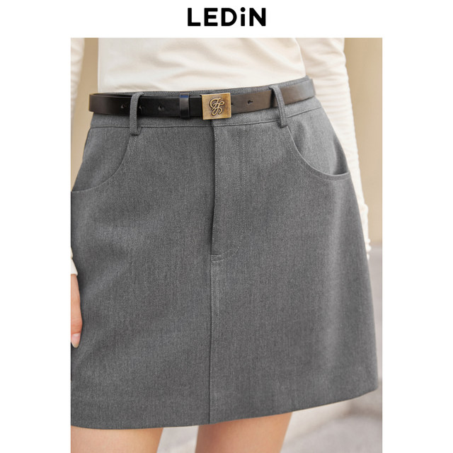 Lecho Korean college style skirt winter new A-line short skirt Gray basic gray skirt