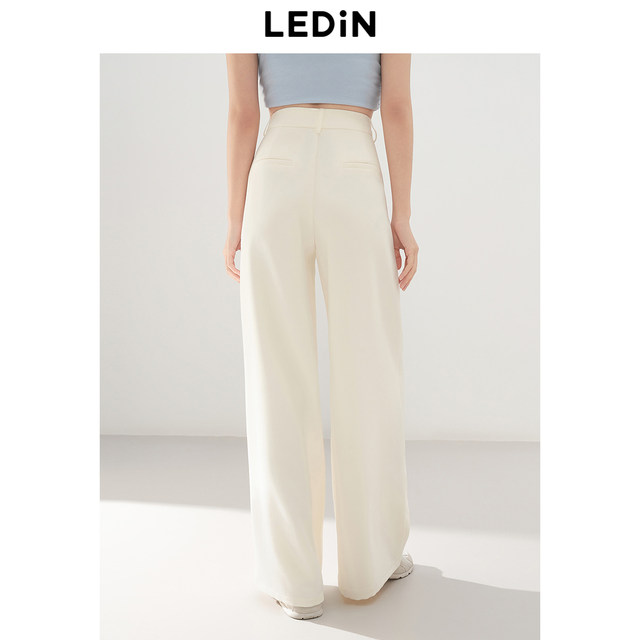 Lecho Korean girl's cherry casual trousers 2025 spring new pleated wide-leg pants slim and versatile trousers