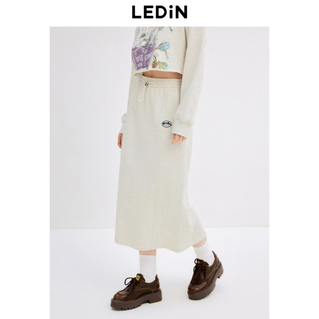 Lecho knitted straight long skirt in autumn new casual mid-length waist skirt American retro skirt