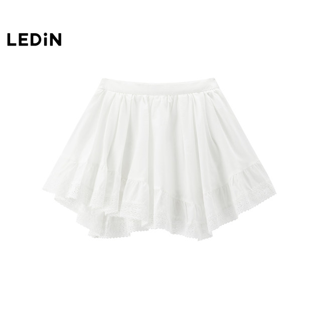 Lecho irregular hollow lace skirt summer new white skirt C1GEF2216
