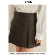 Lecho simple pleated skirt autumn new millennium style brown PU skirt C1GEE3411
