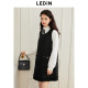 Lecho glitter small fragrance style A-line vest skirt for winter new breasted design temperament and golden style small black skirt
