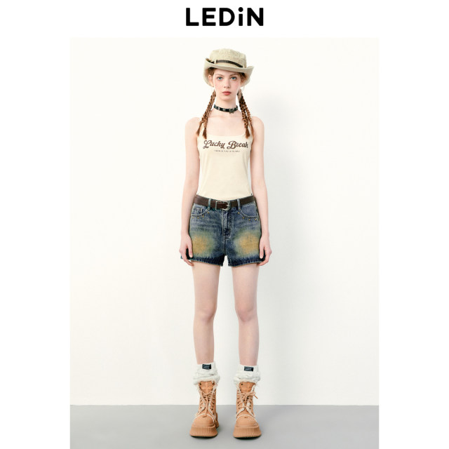 Lecheng sweet and spicy wasteland style letter slim suspender vest for women in summer new style slim outside and inside base top
