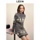Lecho jacquard knitted skirt for autumn new style Academy Grey waist drawstring A-line skirt
