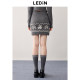 Lecho jacquard knitted skirt for autumn new style Academy Grey waist drawstring A-line skirt
