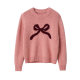 Double-strand 26-stick yarn women's full wool sweater round-neck idea knitted bow top winter women's clothing