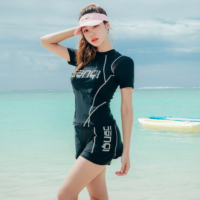 Sanqi Hot Spring Swimsuit Conservative Slim Slim Split Short Sleeve Large Size Boxer Swimsuit 20050