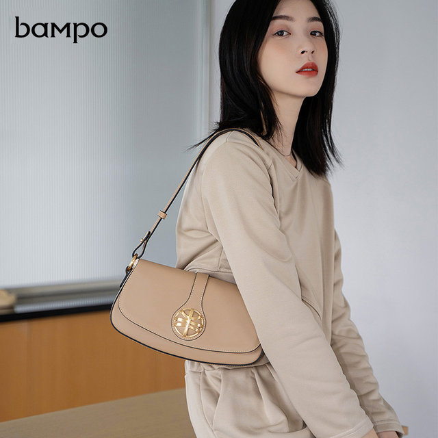 BAMPO/Banpo original design underarms bag counter high -end layer cowhide niche saddle shoulder mesengers women
