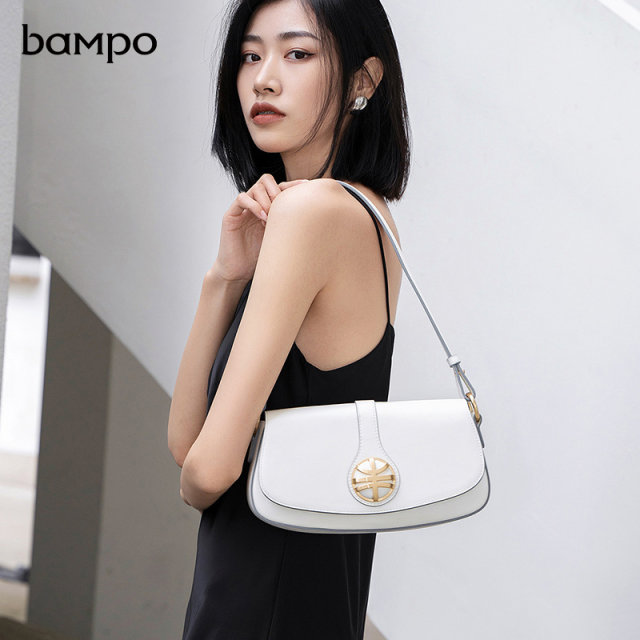 BAMPO/Banpo original design underarms bag counter high -end layer cowhide niche saddle shoulder mesengers women
