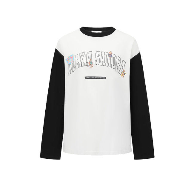 Alexia Sandra Dong Xuan same rabbit badge embellished LOGO rag-shoulder long-sleeved T-shirt 301261